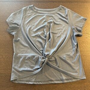 Xcelsius Active Gray Short Sleeve Twist Front Women Top Size Medium